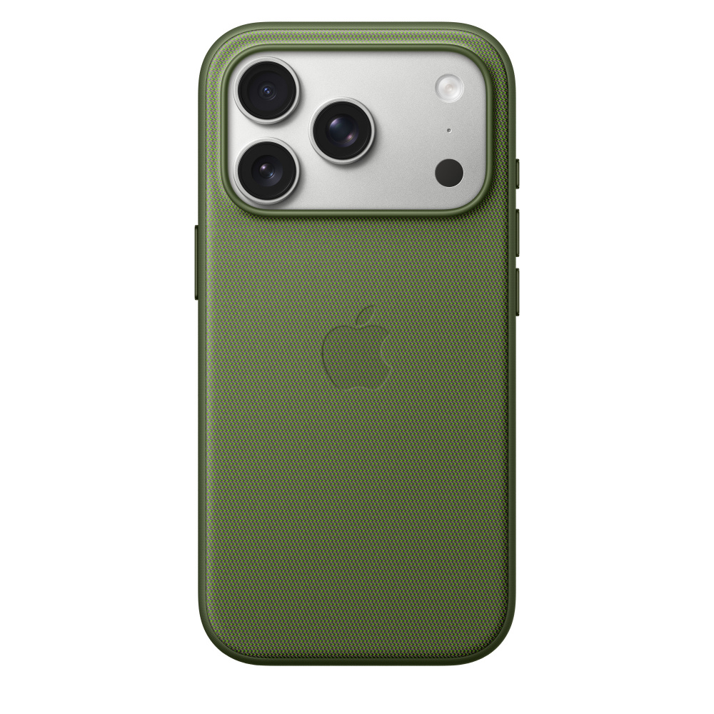 На фото изображено Чехол защитный Apple TechWoven Case with MagSafe для iPhone 17 Pro, зелёный