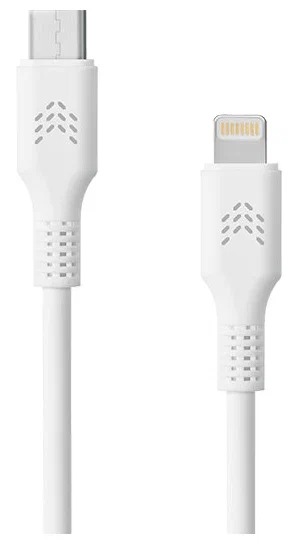 Зарядный кабель ROCKET Flex USB-C/Lightning 1 м, оплётка TPE, белый