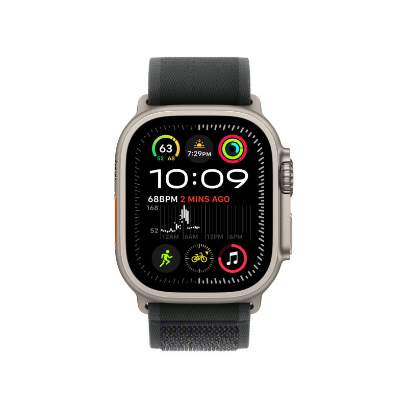 Apple Watch Ultra 2 GPS + Cellular, 49 мм, корпус из бежевого титана, ремешок Trail чёрного цвета, размер M/L