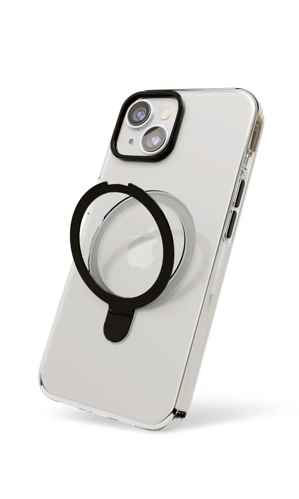 Чехол защитный "vlp" Ring Case с MagSafe подставкой для iPhone 15, черный