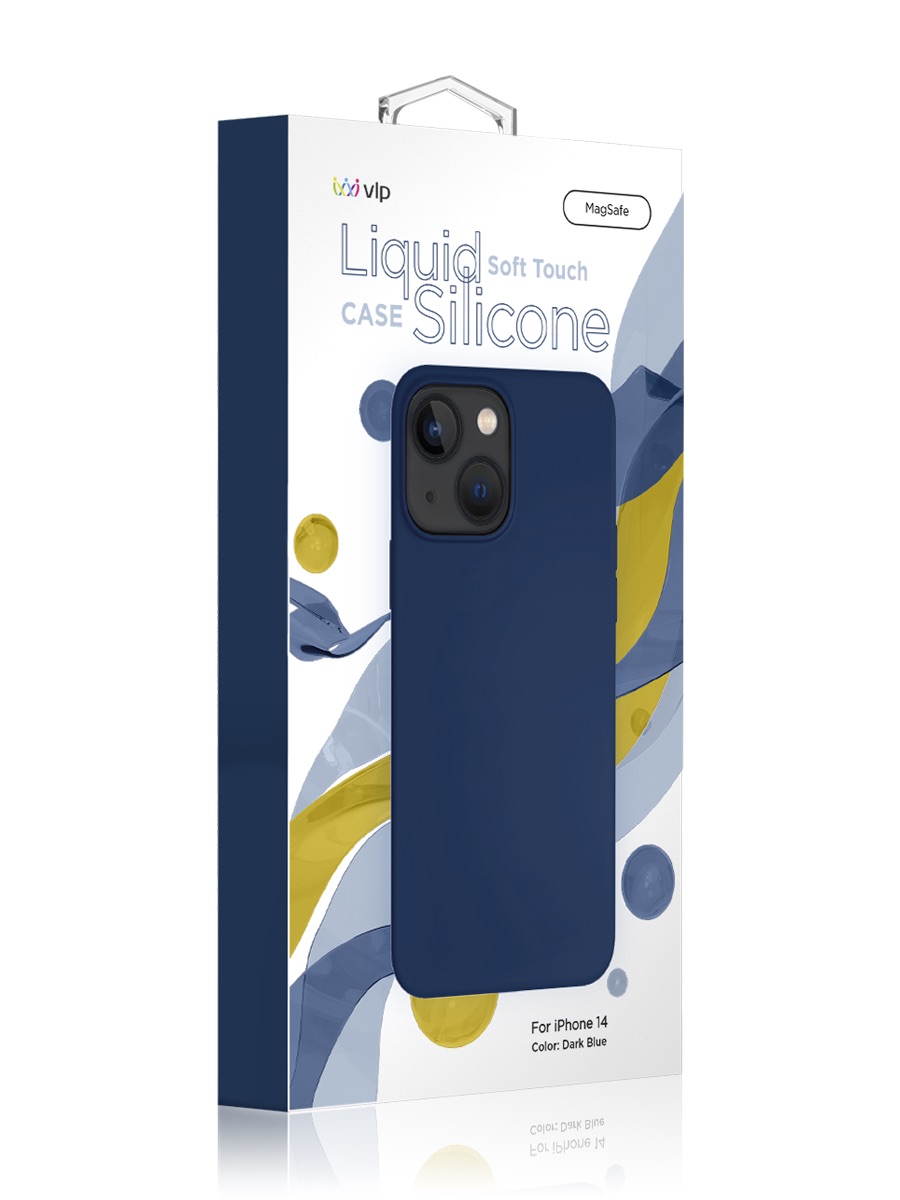 Чехол защитный "vlp" Silicone case с MagSafe для iPhone 14, темно-синий