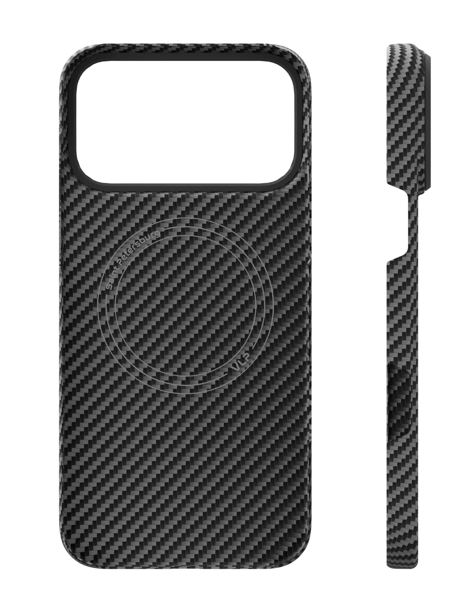 На фото изображено Чехол защитный VLP Kevlar Case с MagSafe для iPhone 17 Pro Max, черный