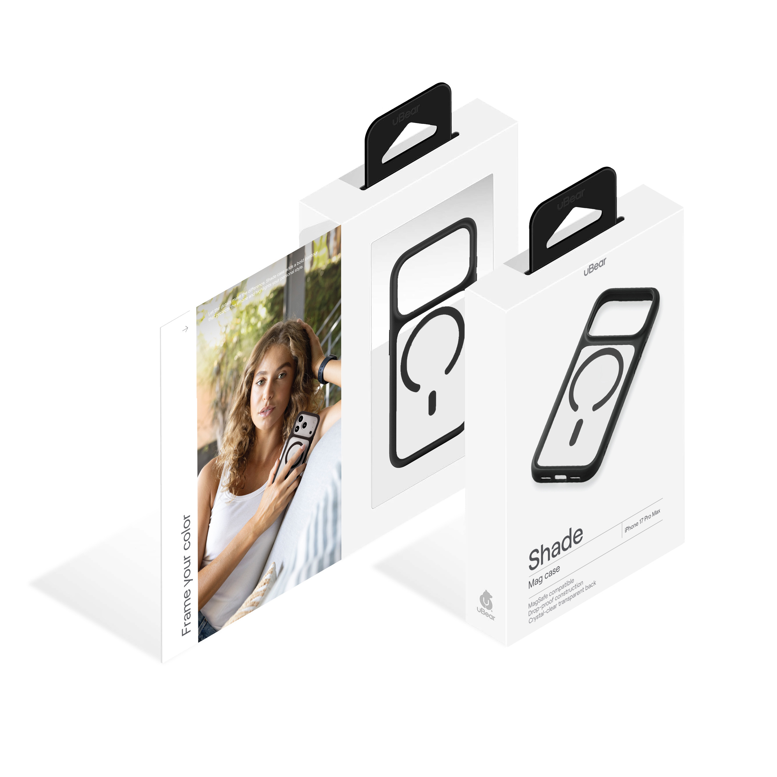 На фото изображено Чехол защитный uBear Shade Case для iPhone 17 Pro Max, MagSafe, чёрный
