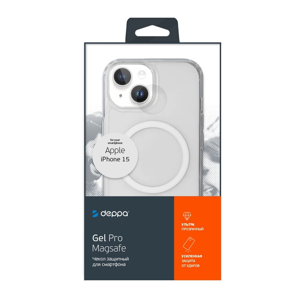 Чехол Gel Pro Magsafe для Apple iPhone 15, прозрачный, Deppa