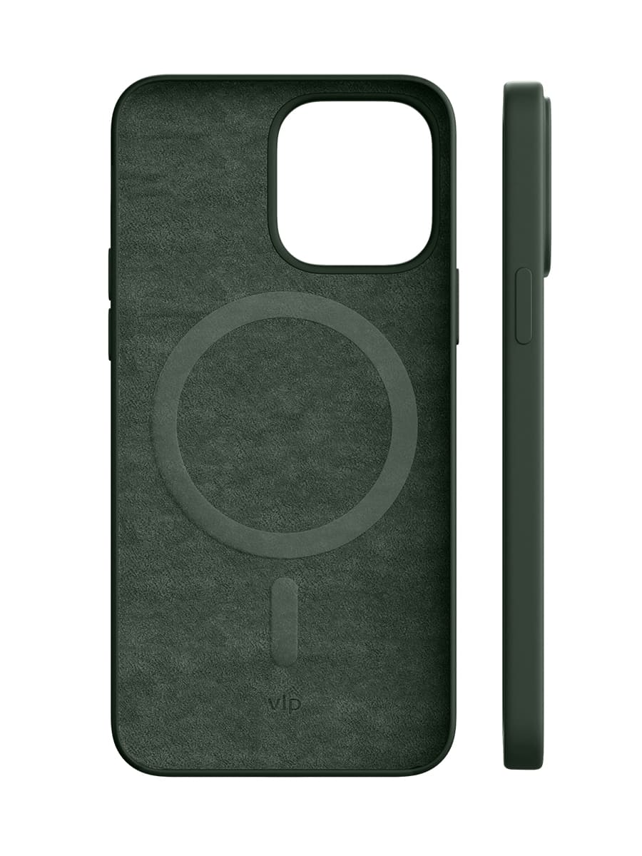 Чехол защитный "vlp" Silicone case с MagSafe для iPhone 14 Pro, темно-зеленый