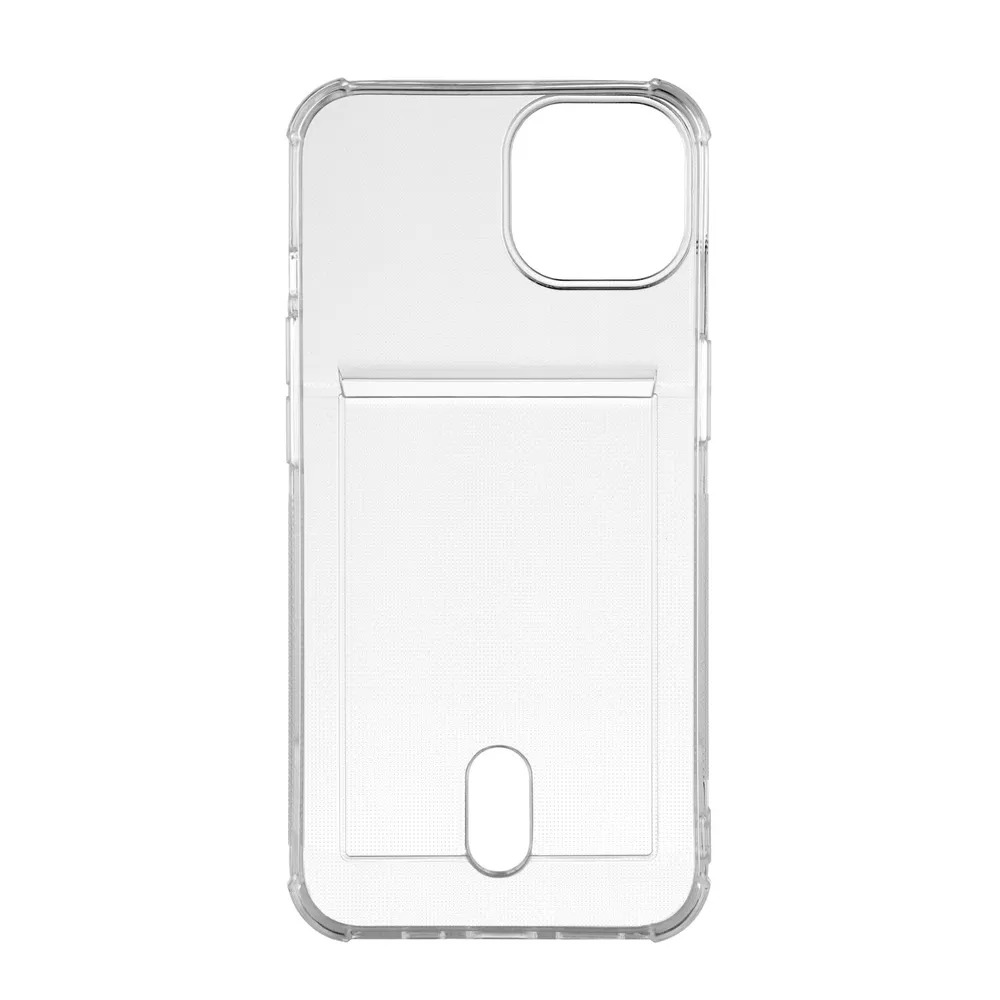 Чехол с отделением для карты ROCKET Clear Plus для iPhone 13, TPU, текстурированный, прозрачный