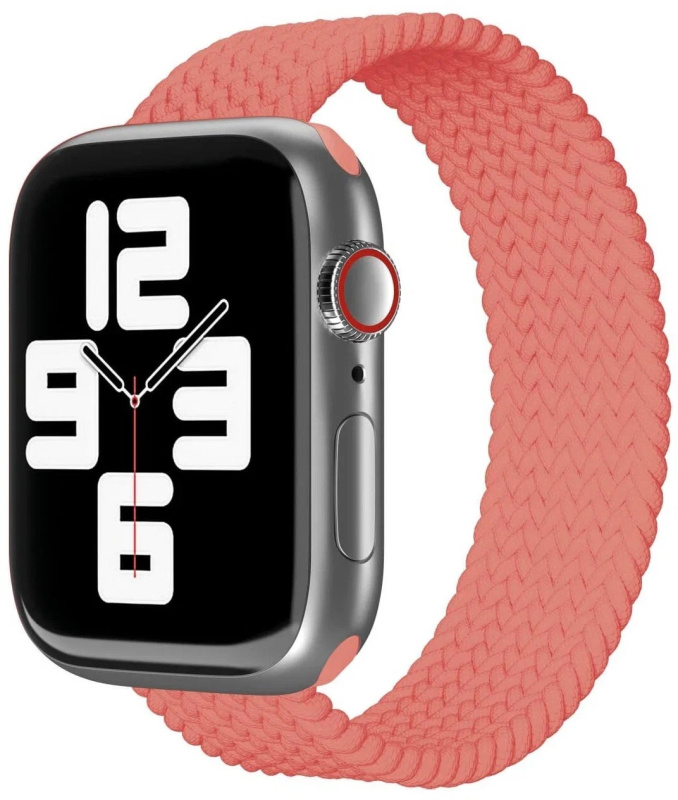 Ремешок нейлоновый плетёный VLP для Apple Watch 42/44/45, L/XL, 2шт, коралловый