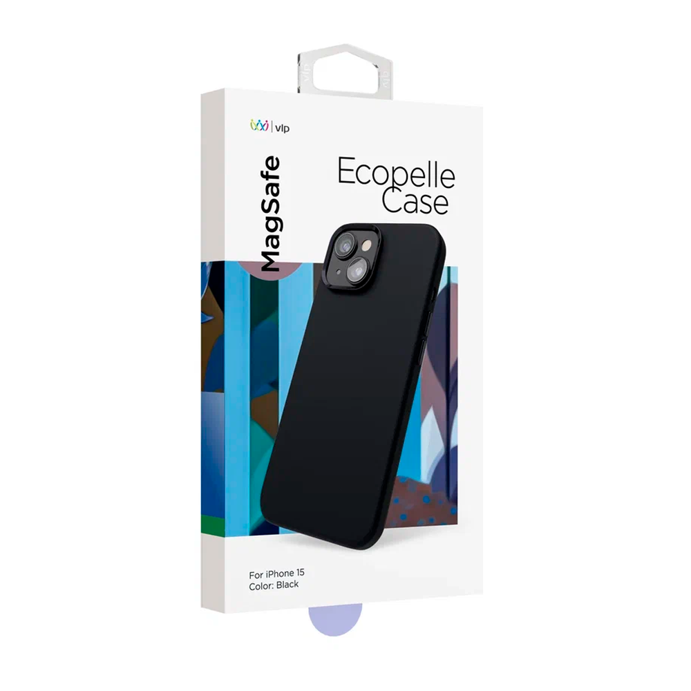 Чехол защитный "vlp" Ecopelle Case с MagSafe для iPhone 15, черный