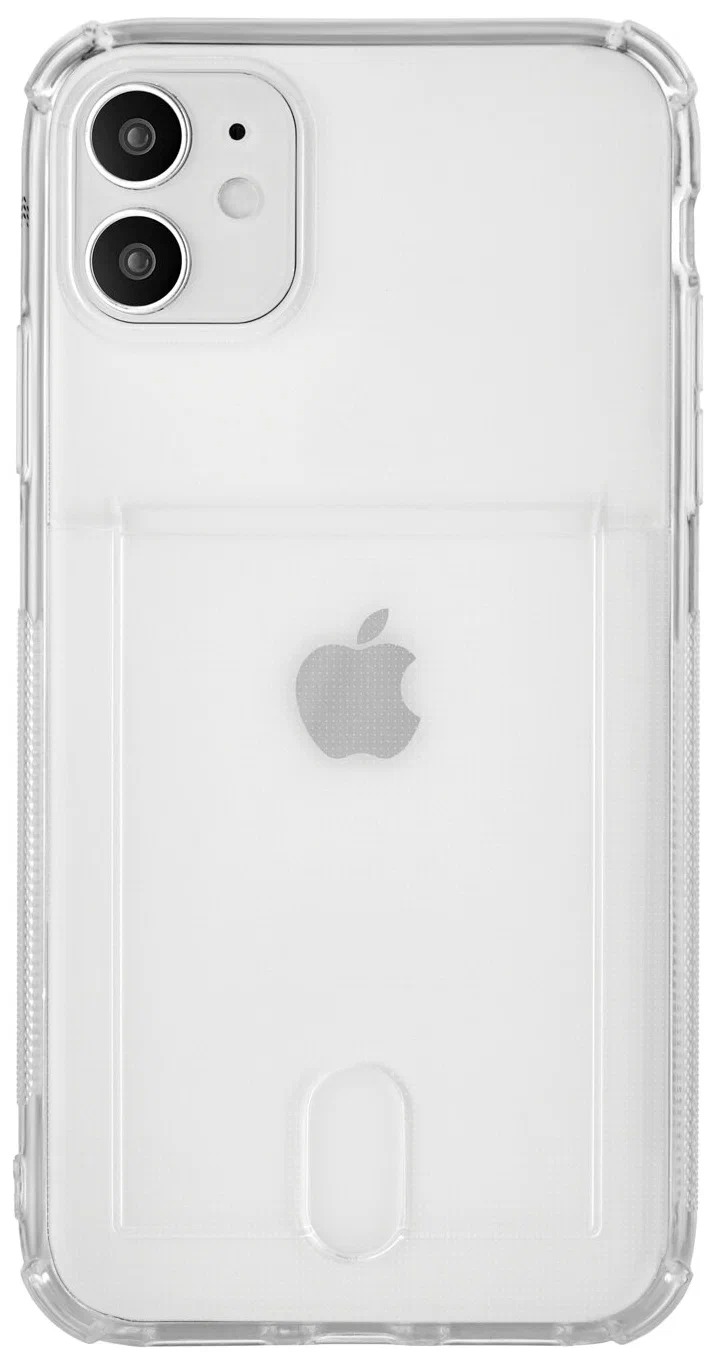 Чехол с отделением для карты ROCKET Clear Plus для iPhone 11, TPU, текстурированный, прозрачный