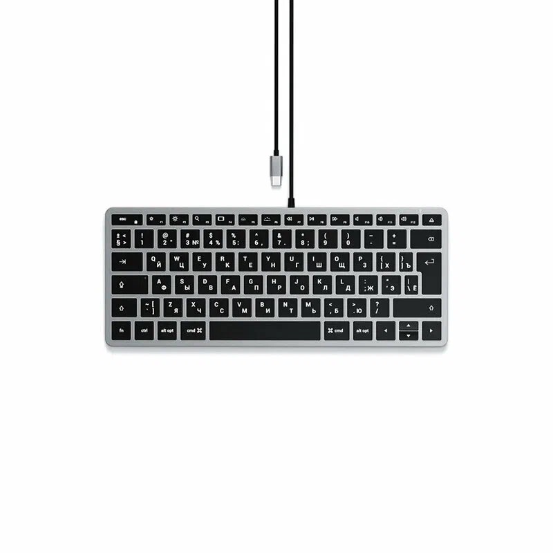 Клавиатура Satechi Slim W1 USB-C Wired Keyboard-RU Раскладка - Русская, серый космос