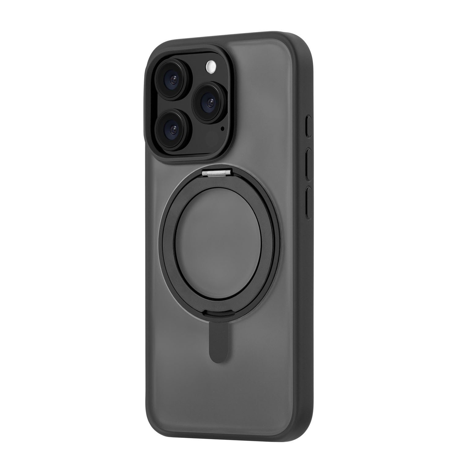 Чехол защитный uBear Clip 360 Mag Case для iPhone 16 Pro, MagSafe совместимый, с вращающейся магнитной подставкой, силк-тач, черный