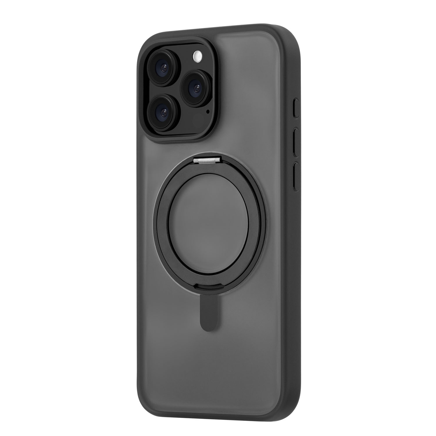 Чехол защитный uBear Clip 360 Mag Case для iPhone 16 Pro Max, MagSafe совместимый, с вращающейся магнитной подставкой, силк-тач, черный