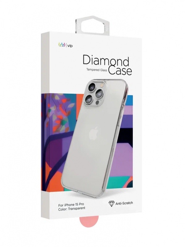 Чехол защитный "vlp" Diamond Case для iPhone 15 Pro, прозрачный