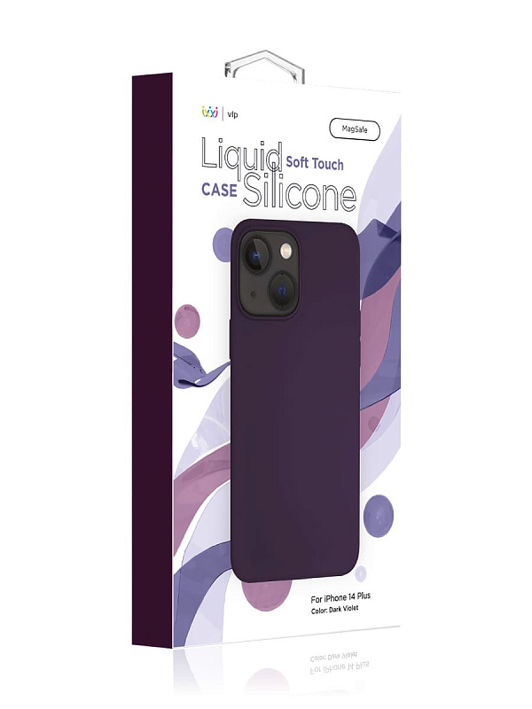 Чехол защитный VLP Silicone case с MagSafe для iPhone 14 Plus, темно-фиолетовый