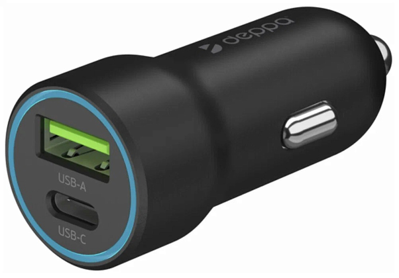 АЗУ  Deppa USB-C + USB A, PD 3.0, QC 3.0, 20W, черный