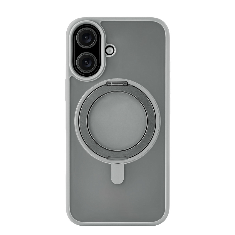 Чехол защитный uBear Clip 360 Mag Case для iPhone 16, MagSafe совместимый, с вращающейся магнитной подставкой, силк-тач, серый