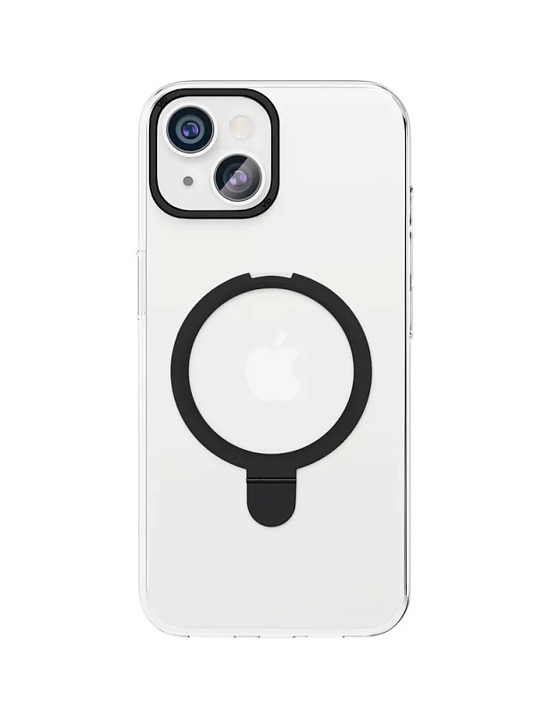 Чехол защитный VLP Ring Case с MagSafe подставкой для iPhone 15, черный