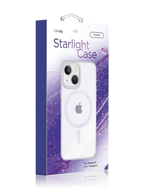 Чехол защитный VLP Starlight Case с MagSafe для iPhone 14, прозрачный