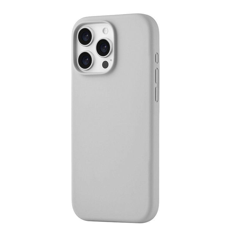 Чехол защитный uBear Touch Mag Case для iPhone 16 Pro Max, MagSafe совместимый, силикон, софт-тач, cветло-серый