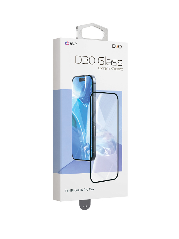 Стекло защитное 2,5D "vlp" D3O Glass для iPhone 16 Pro Max с черной рамкой