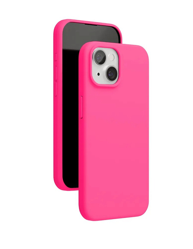 Чехол защитный VLP Aster Case с MagSafe для iPhone 14/15, неоновый розовый