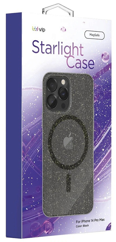 Чехол защитный VLP Starlight Case с MagSafe для iPhone 14 ProMax, черный