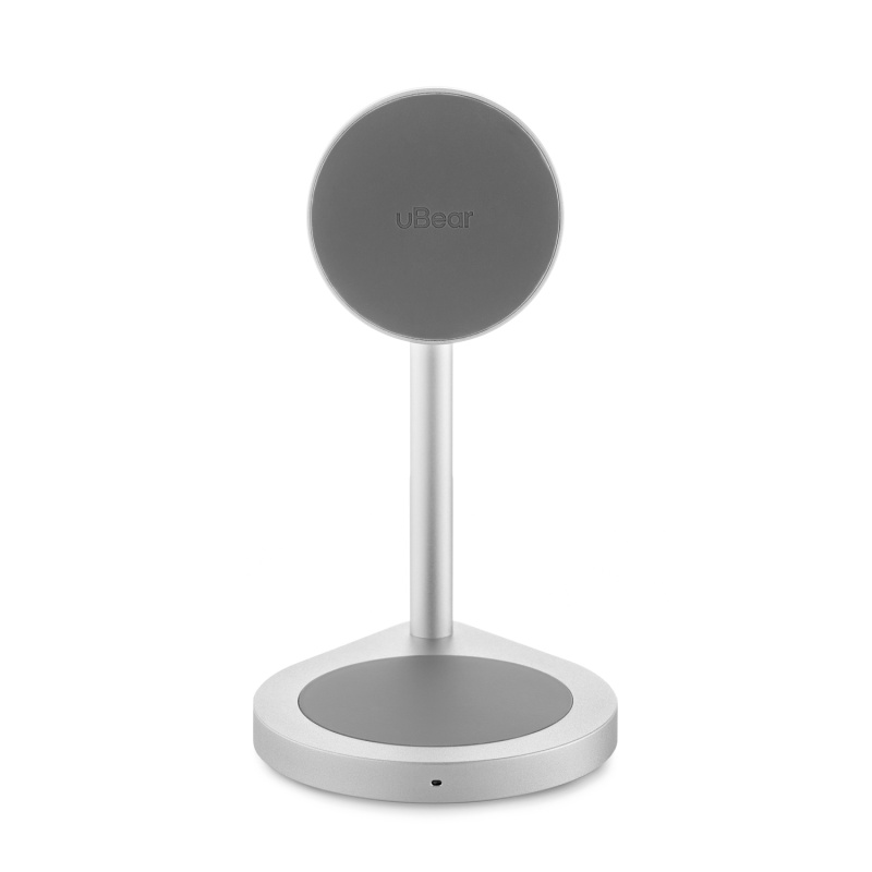 Фото Беспроводное зарядное устройство uBear Stage, 2в1, MagSafe совместимое, серебристый Фото Беспроводное зарядное устройство uBear Stage, 2в1, MagSafe совместимое, серебристый