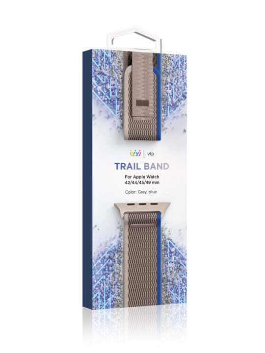 Ремешок нейлоновый VLP Trail Band для Apple Watch 42/44/45/49mm, синий-серый Ремешок нейлоновый VLP Trail Band для Apple Watch 42/44/45/49mm, синий-серый