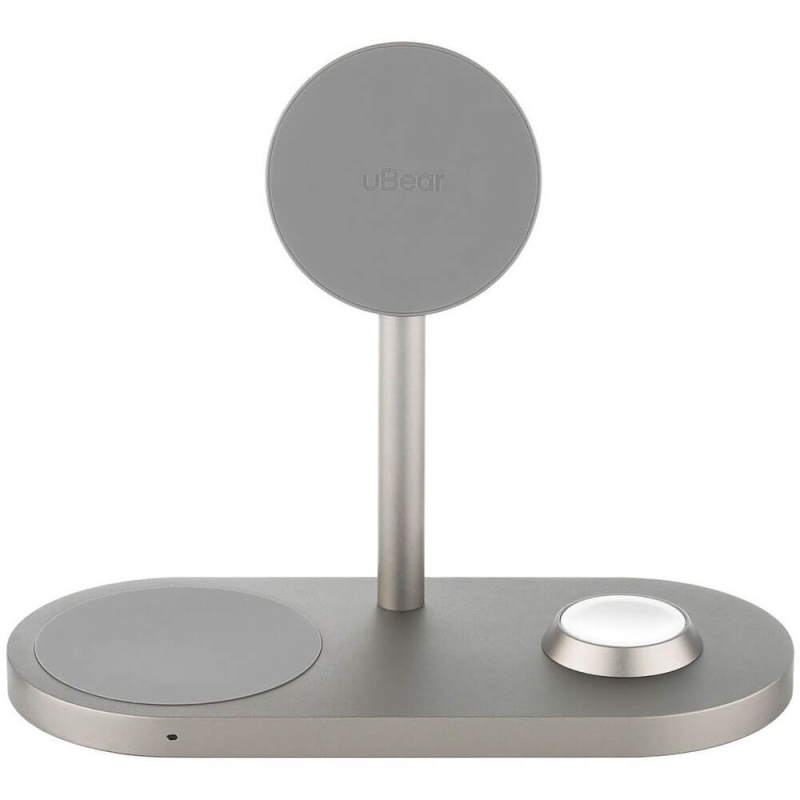 Фото Беспроводное зарядное устройство uBear Stage Pro, 3 в 1, натуральный титан Фото Беспроводное зарядное устройство uBear Stage Pro, 3 в 1, натуральный титан