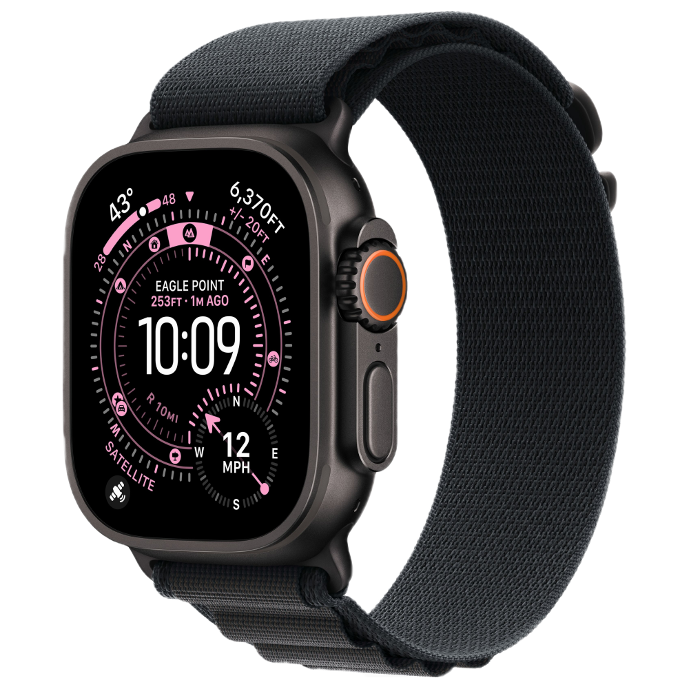 Фото Apple Watch Ultra 3 GPS + Cellular, 49 мм, корпус из чёрного титана, ремешок Alpine, цвет чёрный, S Фото Apple Watch Ultra 3 GPS + Cellular, 49 мм, корпус из чёрного титана, ремешок Alpine, цвет чёрный, S