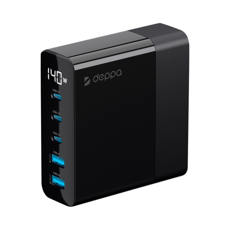 Зарядная станция Deppa 3xUSB-C, 2xUSB, черный Зарядная станция Deppa 3xUSB-C, 2xUSB, черный