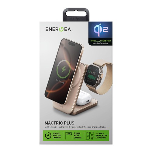 Беспроводное зарядное устройство Energea MagTrio Plus 3 в 1, золотой Беспроводное зарядное устройство Energea MagTrio Plus 3 в 1, золотой