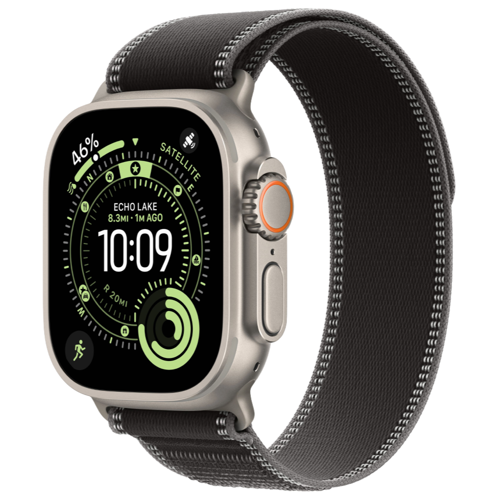 Фото Apple Watch Ultra 3 GPS + Cellular, 49 мм, корпус из натурального титана, ремешок Trail, цвет чёрный, S/M Фото Apple Watch Ultra 3 GPS + Cellular, 49 мм, корпус из натурального титана, ремешок Trail, цвет чёрный, S/M
